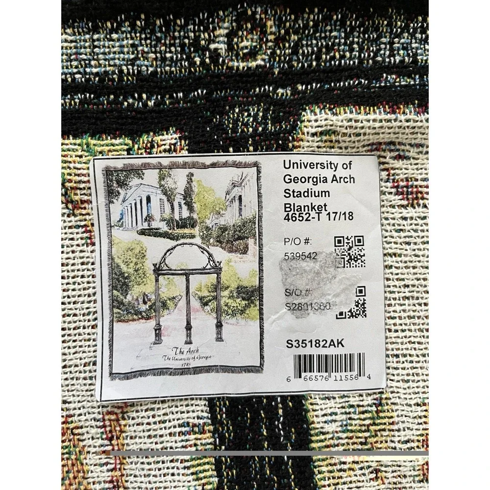 NWT University of Georgia The Arch Bulldogs Tapestry Stadium Blanket Throw 52x68